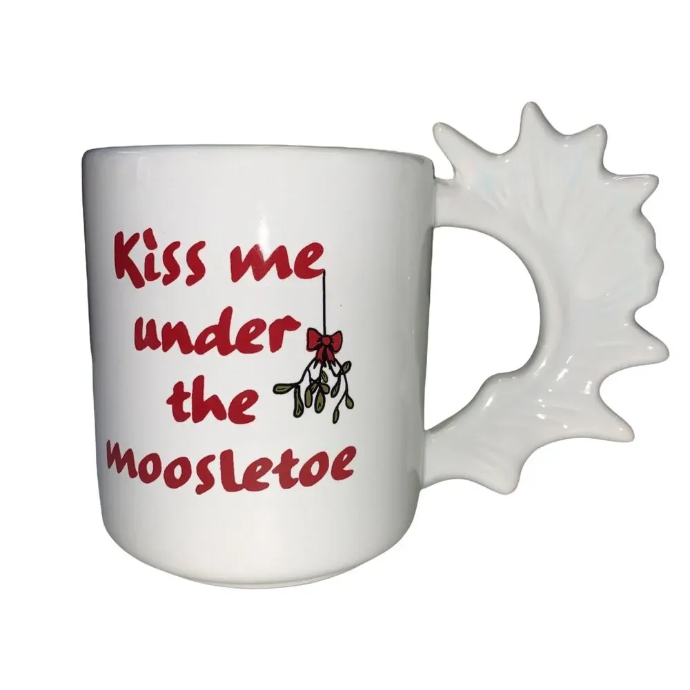 Kiss Me Under The Moosletoe Christmas Holiday Coffee Tea Chocolate Mug Cup